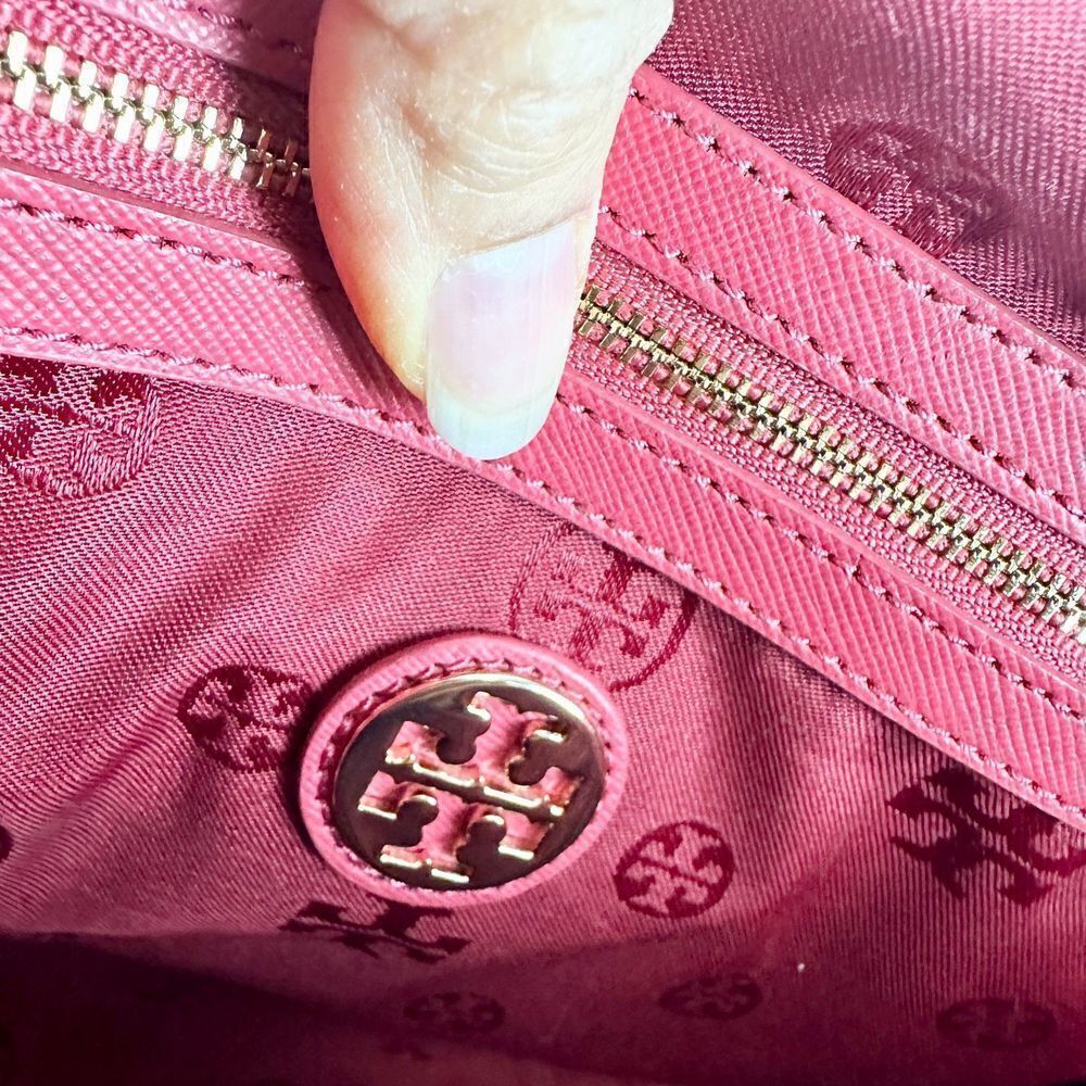 Tory Burch Robinson Leather Top Handle Handbag Purse Flap Pink - Picture 16 of 16